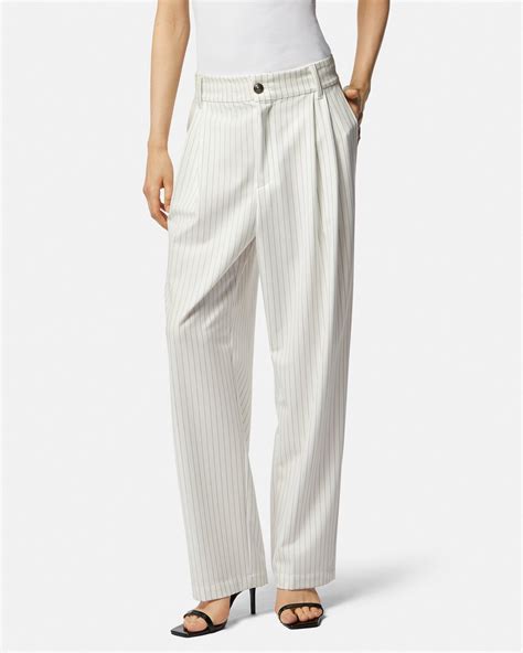 versace jean couture linen pinstripe pants|Versace Jeans for women.